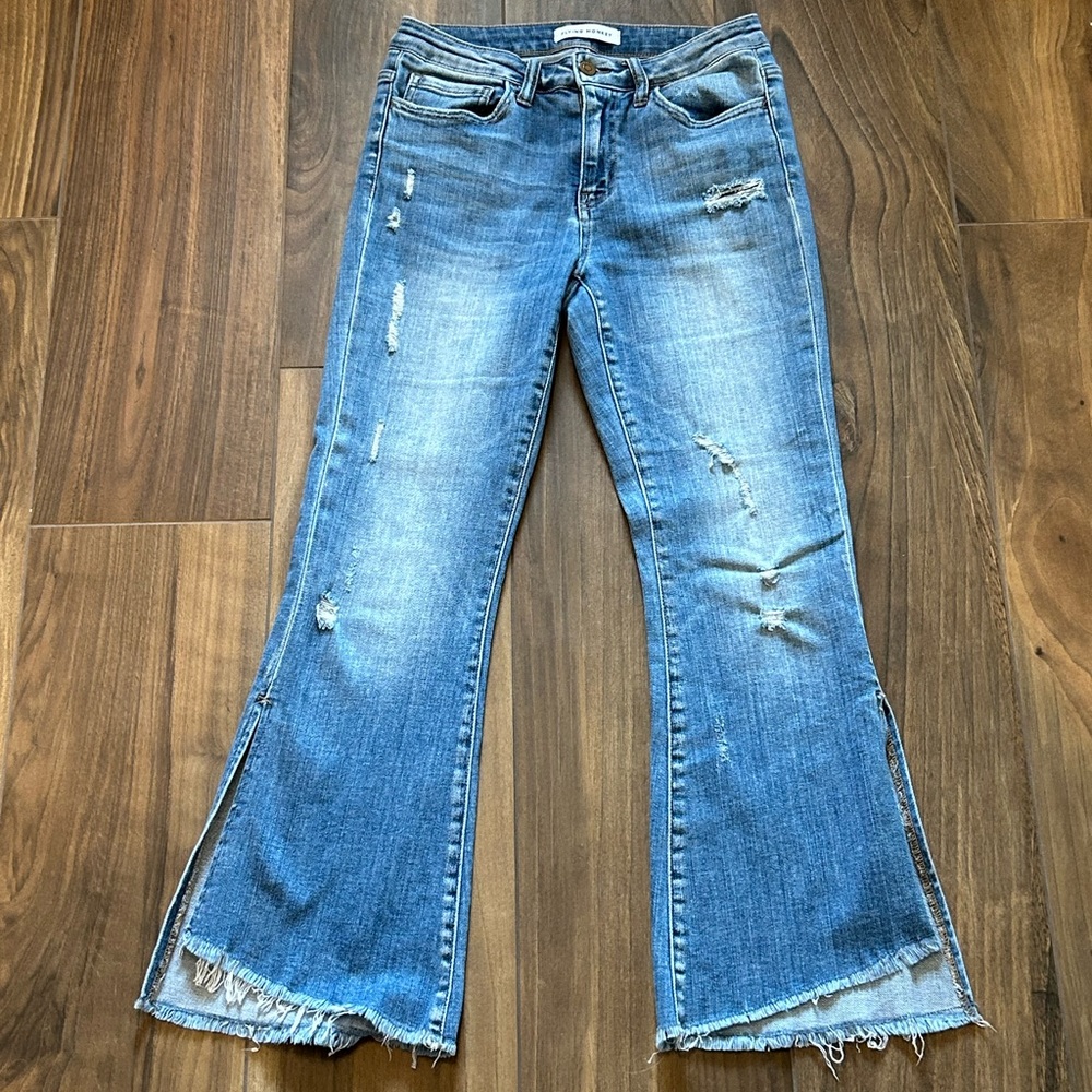 Flying Monkey Distressed Cropped Flare Jeans size 26